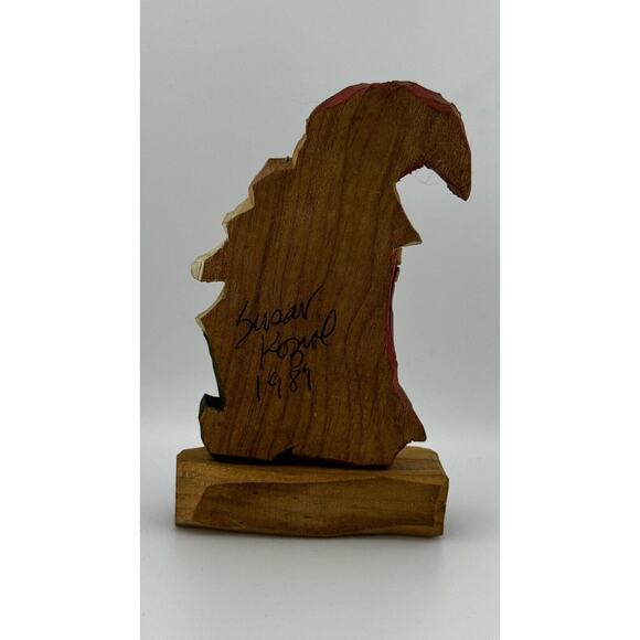 Vintage 80's Hand-Carved Signed Wooden Santa Figurine - Picture 3 of 5